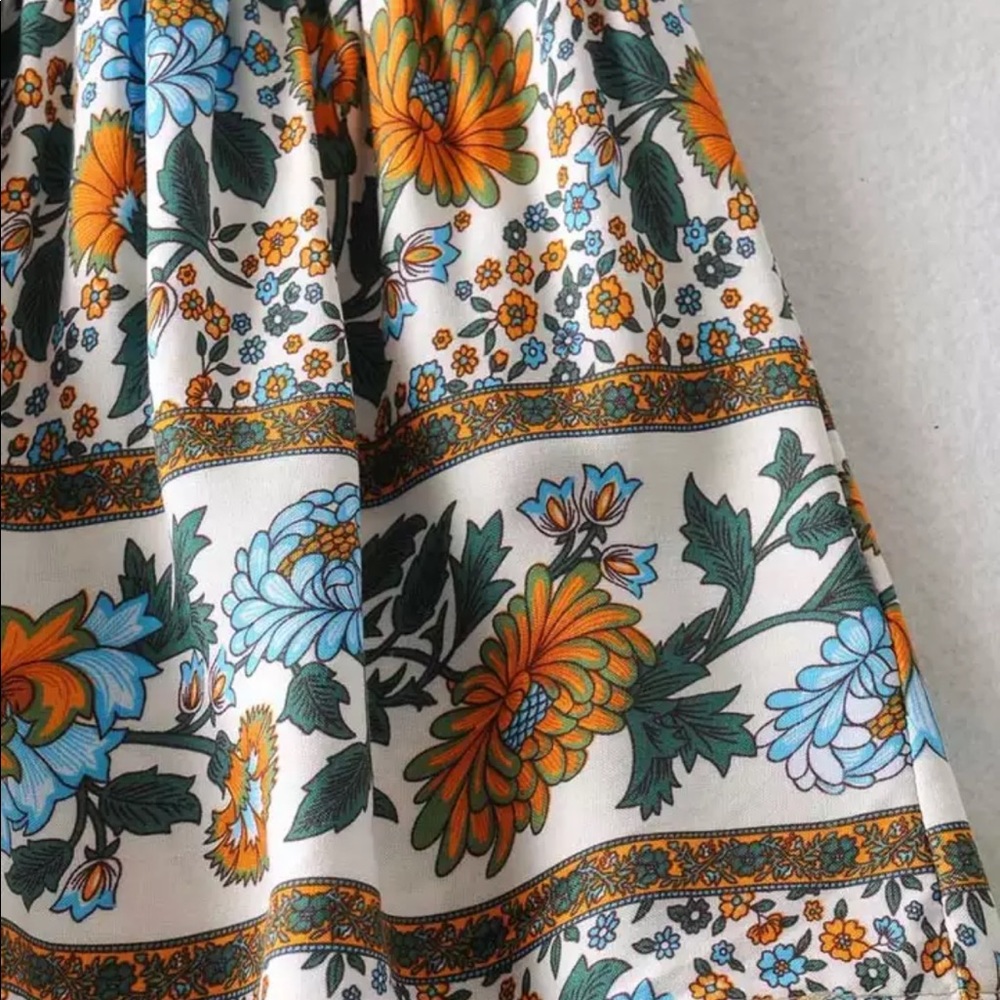 2 piece set boho gypsy floral print skirt crop top - Picture 8 of 10